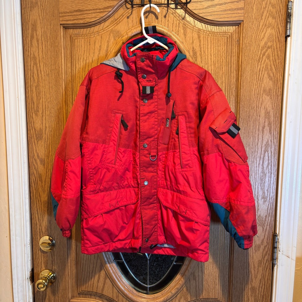 Killy Master Tech Ski Jacket Red‎ Teal Hooded Youth Size 12 Years